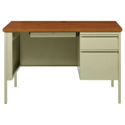 Lorell Fortress Steel 46"W Right-Pedestal Computer Desk, Oak/Putty