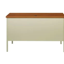 Lorell Fortress Steel 46"W Right-Pedestal Computer Desk, Oak/Putty