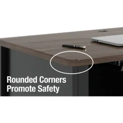 Lorell Fortress 60"W Double-Pedestal Mobile Teacher's Computer Desk, Black/Walnut