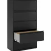 Lorell Fortress 36"W x 18-5/8"D Lateral 5-Drawer File Cabinet, Black