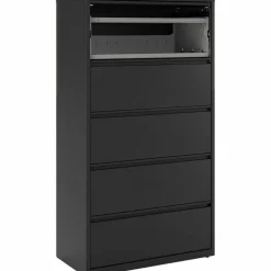 Lorell Fortress 36"W x 18-5/8"D Lateral 5-Drawer File Cabinet, Black