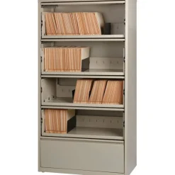 Lorell Fortress 36"W x 18-5/8"D Lateral 5-Drawer File Cabinet With Roll-Out Shelves, Putty