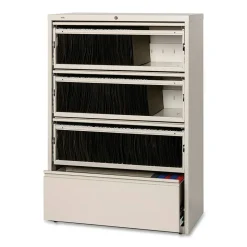 Lorell Fortress 42"W x 18-5/8"D Lateral 4-Drawer File Cabinet With Roll-Out Shelves, Putty