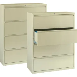 Lorell Fortress 42"W x 18-5/8"D Lateral 4-Drawer File Cabinet, Putty
