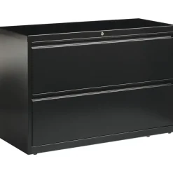 Lorell Fortress 42"W x 18-5/8"D Lateral 2-Drawer File Cabinet, Black