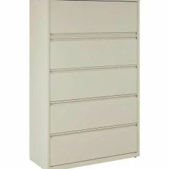 Lorell Fortress 42"W x 18-5/8"D Lateral 5-Drawer File Cabinet, Putty