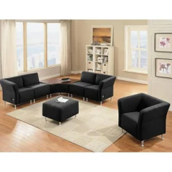 Lorell Fuze Modular Crescent Bonded Leather Connector Table, Mahogany/Black