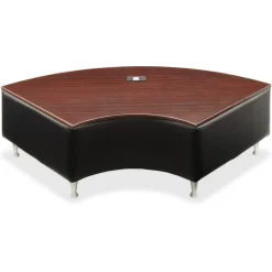 Lorell Fuze Modular Crescent Bonded Leather Connector Table, Mahogany/Black