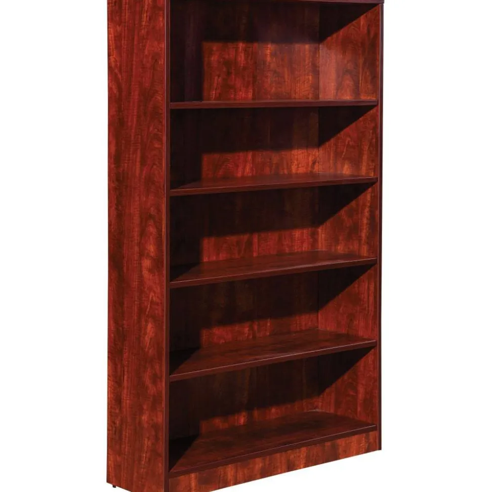 Lorell 60"H 5-Shelf Bookcase, Cherry