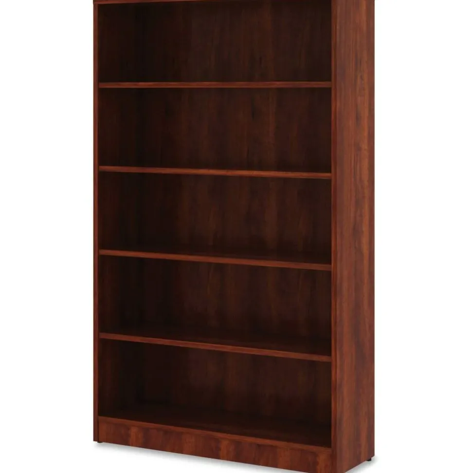Lorell 60"H 5-Shelf Bookcase, Cherry