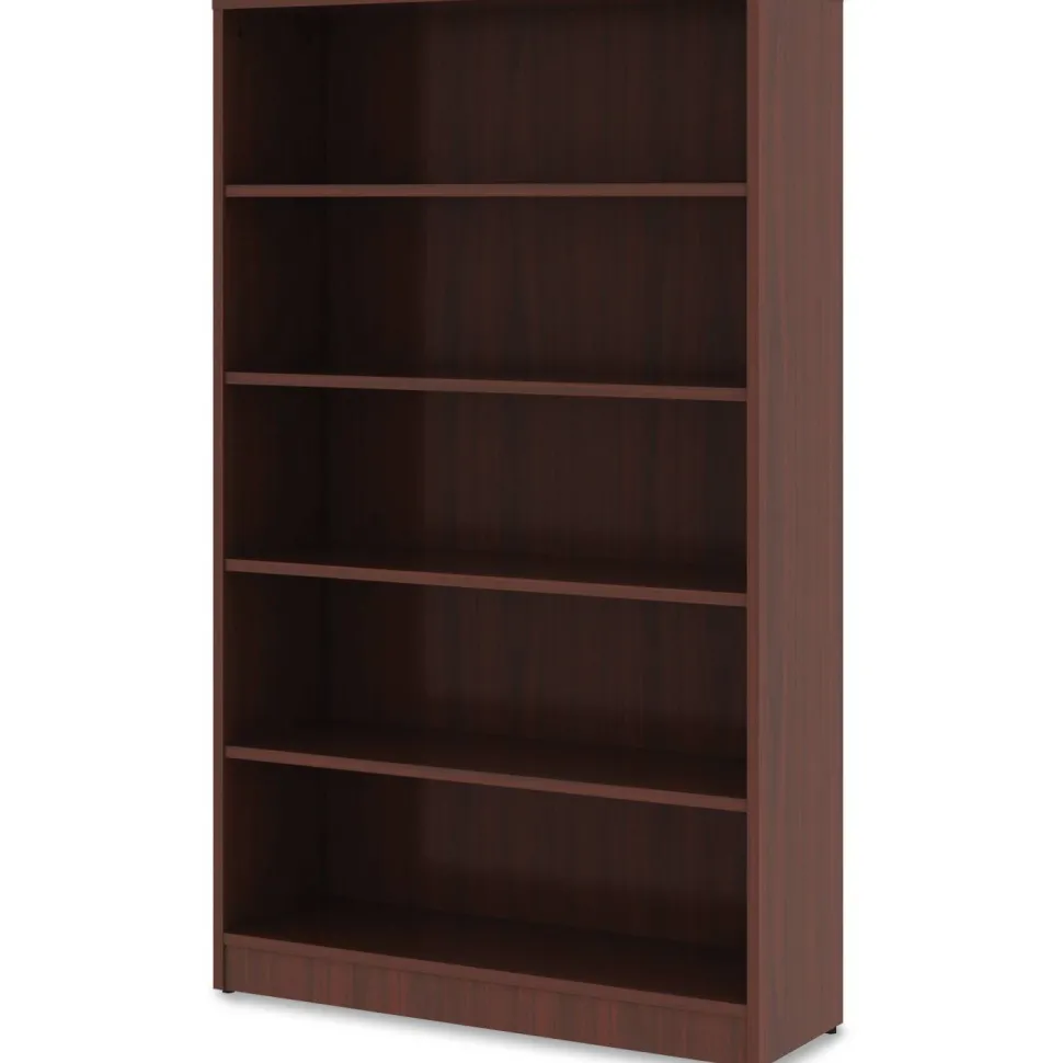 Lorell 60"H 5-Shelf Bookcase, Mahogany