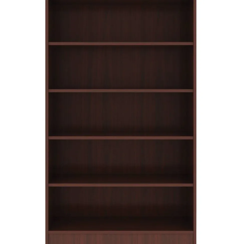 Lorell 60"H 5-Shelf Bookcase, Mahogany