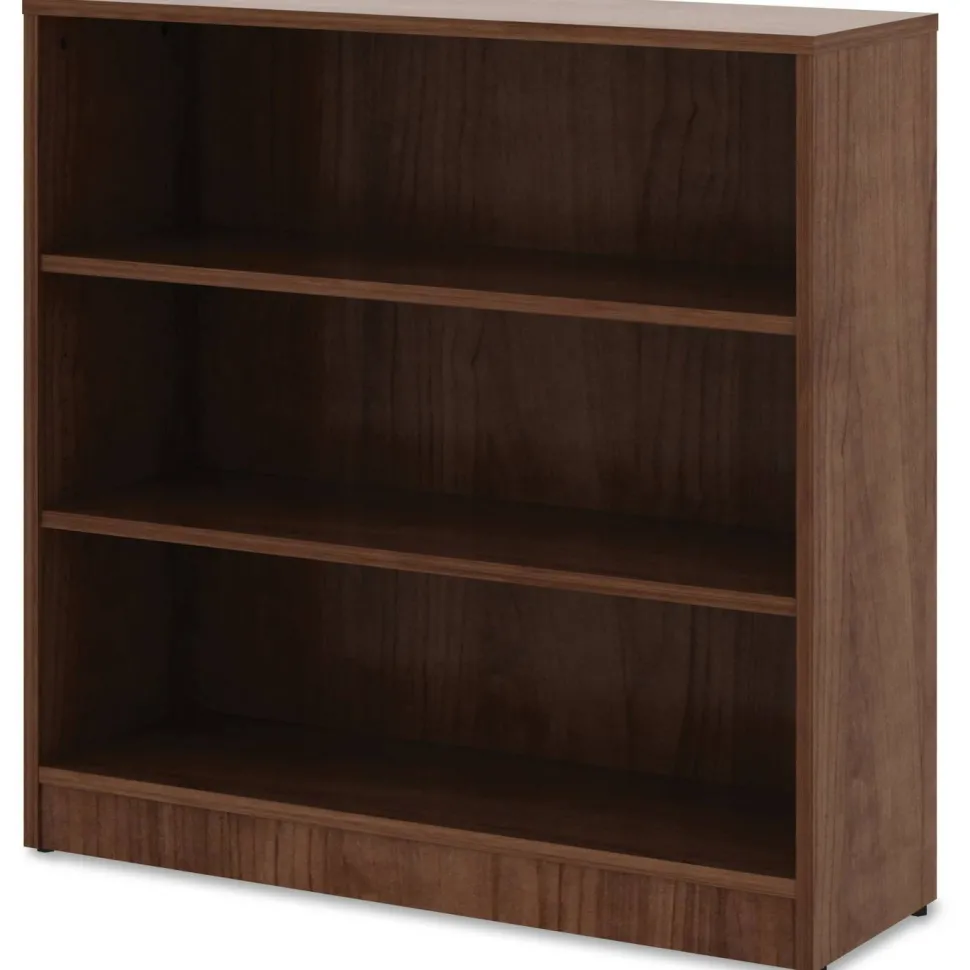 Lorell 36"H 3-Shelf Bookcase, Walnut
