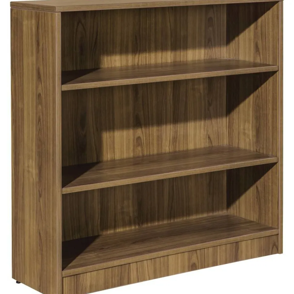 Lorell 36"H 3-Shelf Bookcase, Walnut