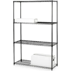 Lorell Industrial Wire Shelving Starter Unit, 36"W x 18"D, Black