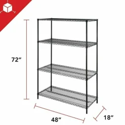 Lorell Industrial Wire Shelving Starter Unit, 48"W x 24"D, Black