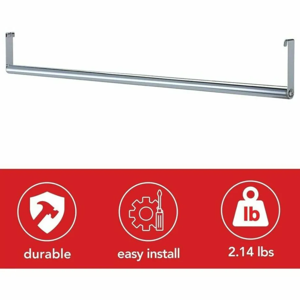 Lorell Industrial Wire Shelving Garment Hanger Bar, 48"W, Chrome