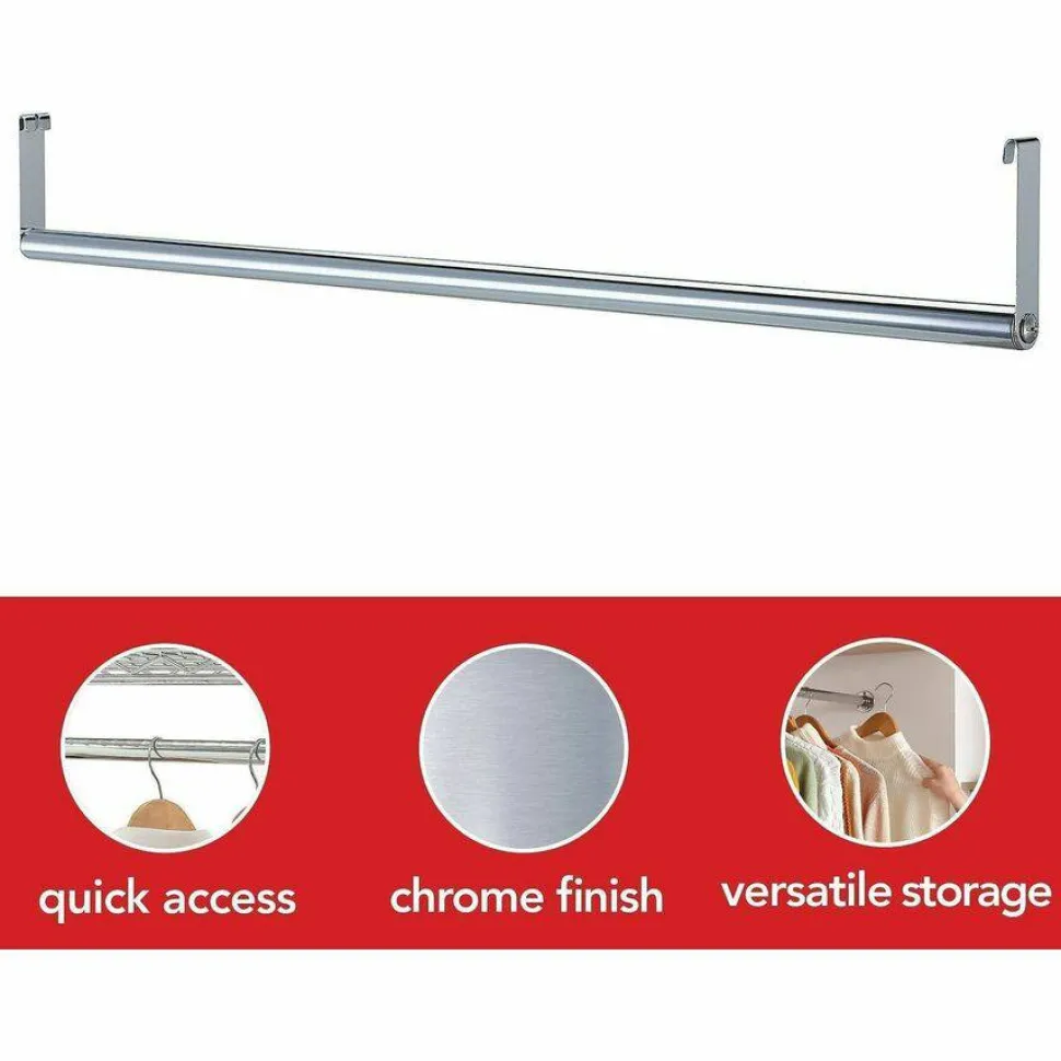 Lorell Industrial Wire Shelving Garment Hanger Bar, 48"W, Chrome