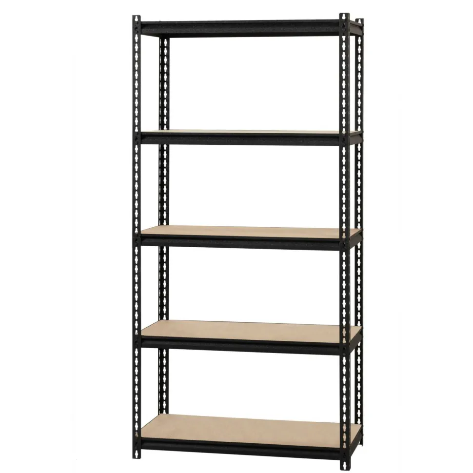 Lorell Iron Horse 2300 lb Capacity Riveted Shelving - 5 Shelf(ves) - 72" x 36"x 18" Depth - 30% Recycled - Black - Steel, Particleboard - 1 Each