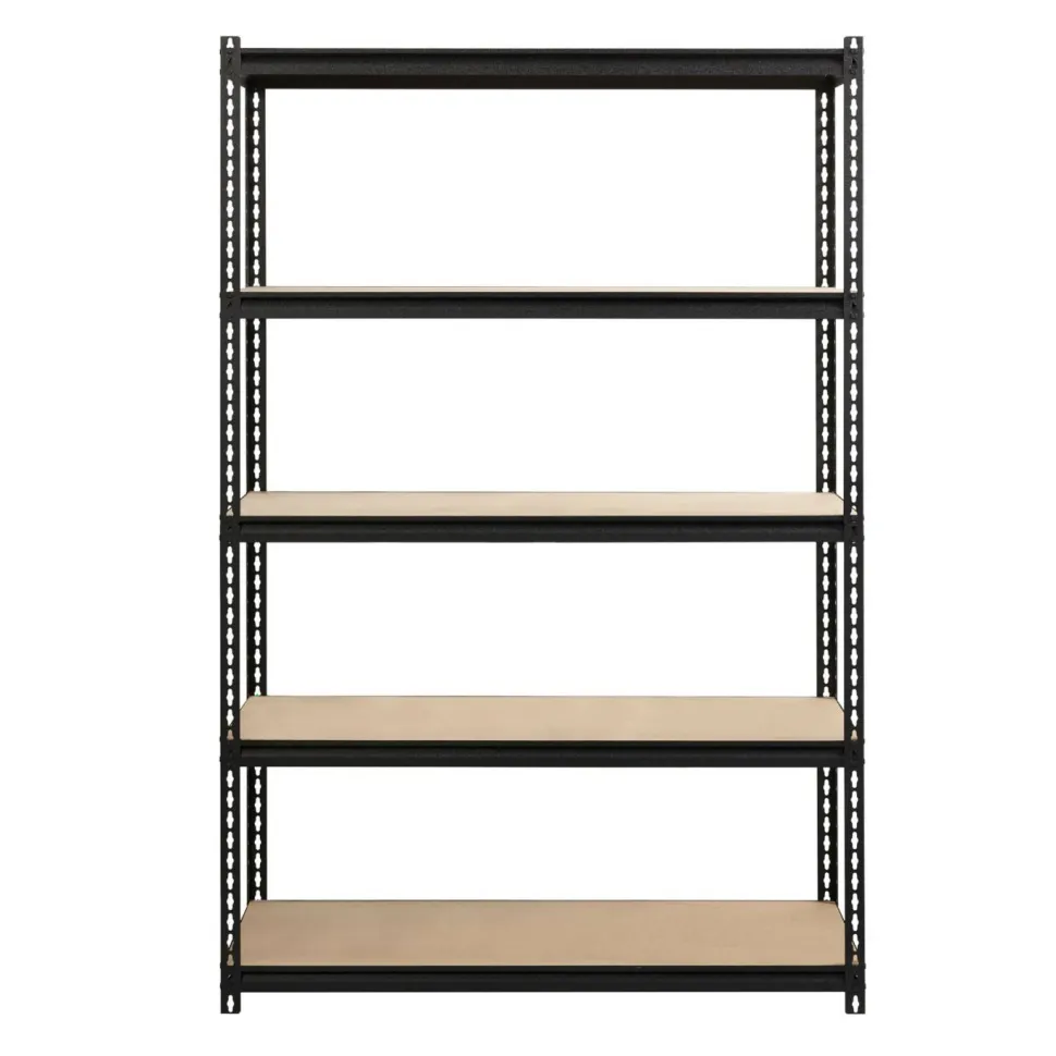 Lorell Iron Horse 2300 lb Capacity Riveted Shelving - 5 Shelf(ves) - 72" x 48"x 18" Depth - 30% Recycled - Black - Steel, Particleboard - 1 Each