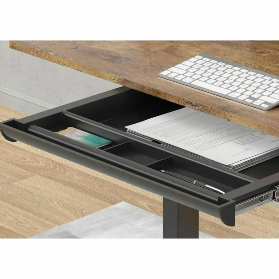 Lorell Laminate Desk 4-compartment Drawer, Black