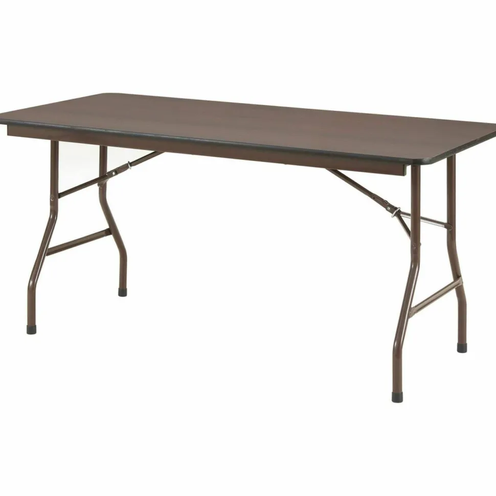 Lorell Laminate Economy Folding Table, 29"H x 60"W x 60"D, Mahogany