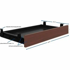Lorell Laminate Universal Center Drawer, 5-1/8”H x 28-7/16”W x 16-3/4”D, Mahogany