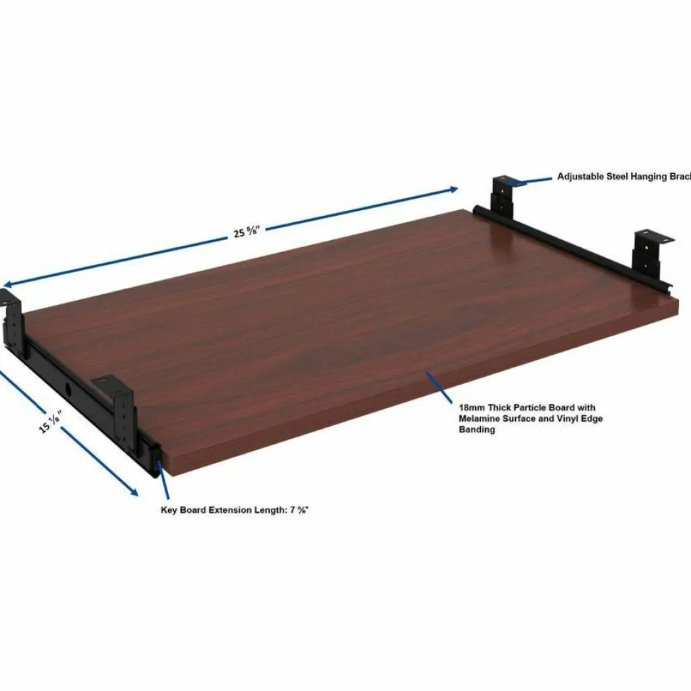 Lorell Laminate Universal Keyboard Tray, Mahogany