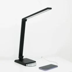 Lorell LED USB Smart Device Station Task Light, Dimmable, Black