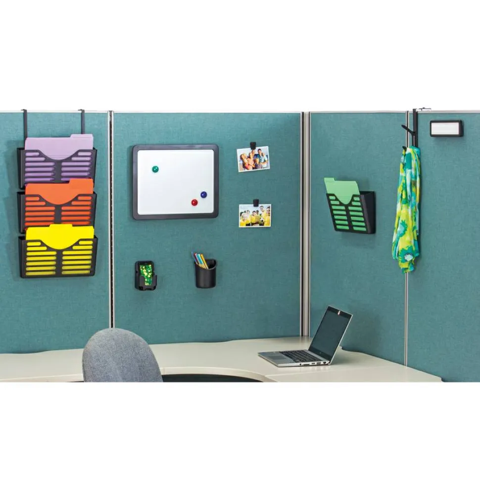 Lorell Letter-/A4-Size Cubicle File Pocket, 7"H x 13-1/2"W x 3"D, 30% Recycled, Black