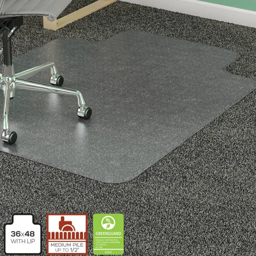 Lorell Lipped Chair Mat for Medium-Pile Carpet - 36" x 48"