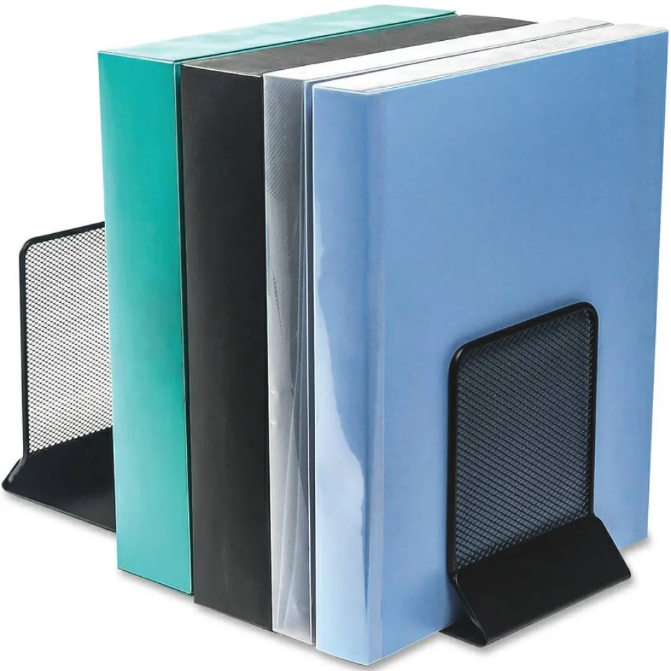 Lorell Mesh Bookends, Black, Set Of 2