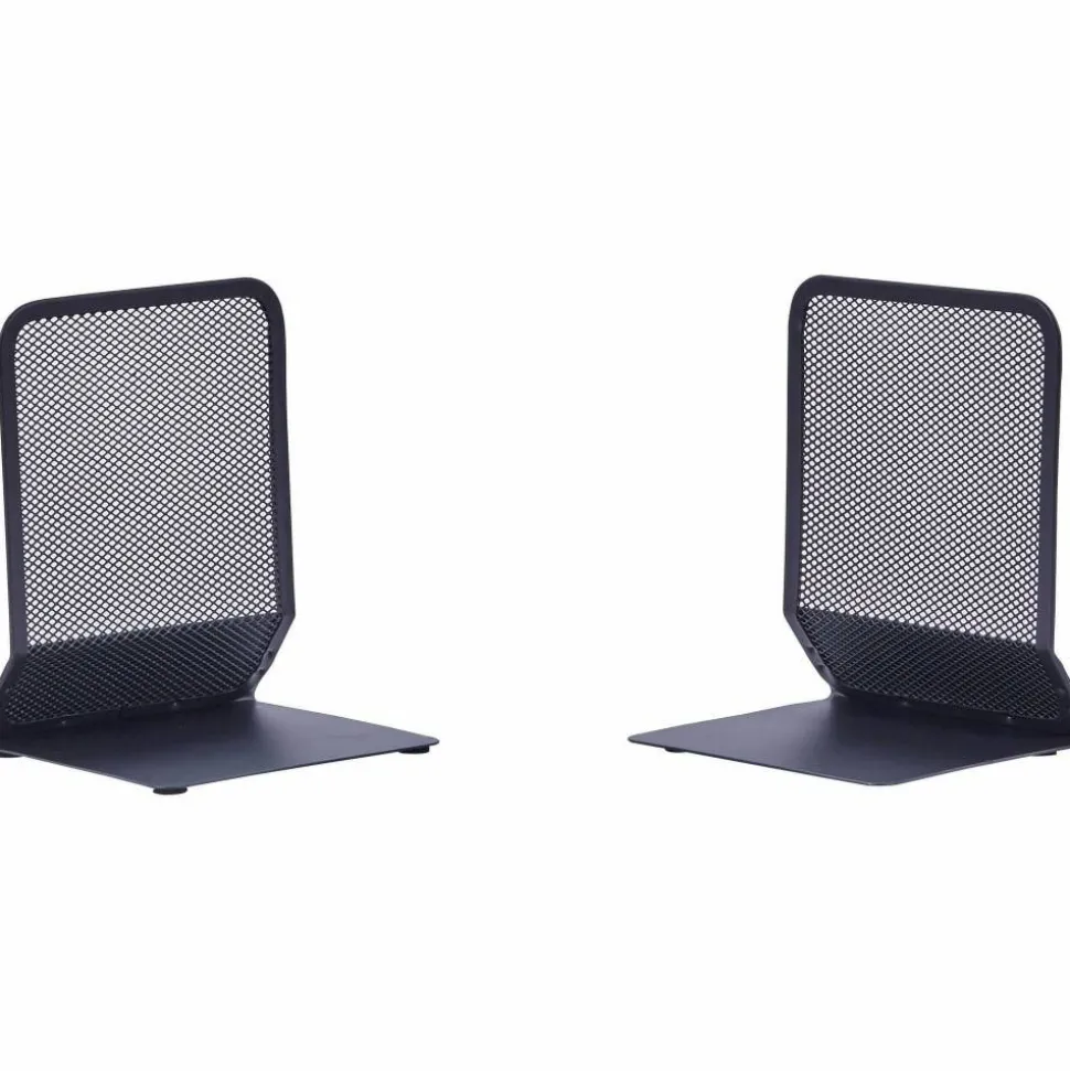 Lorell Mesh Bookends, Black, Set Of 2