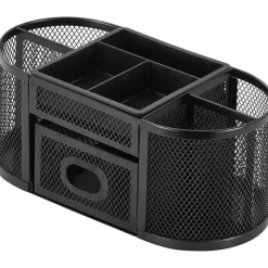 Lorell Mesh Deluxe Desktop Organizer, Black