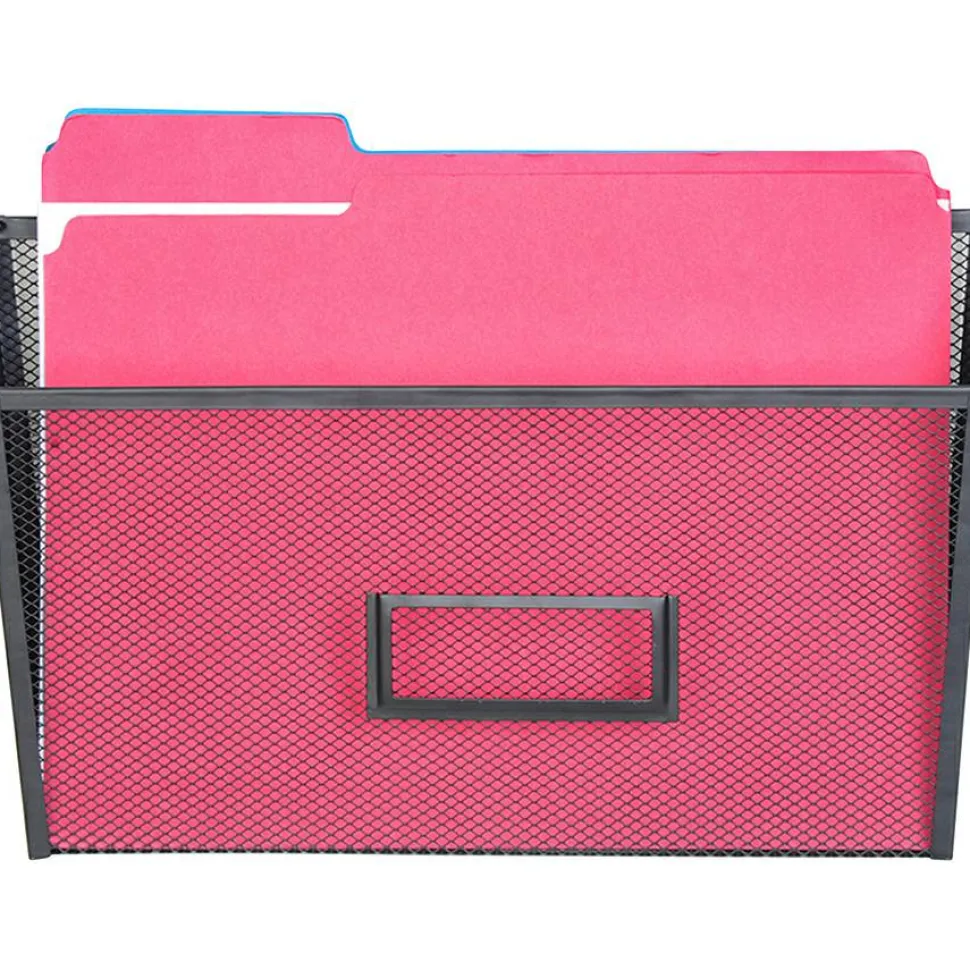 Lorell Mesh Single Wall Pocket, Letter Size, Black
