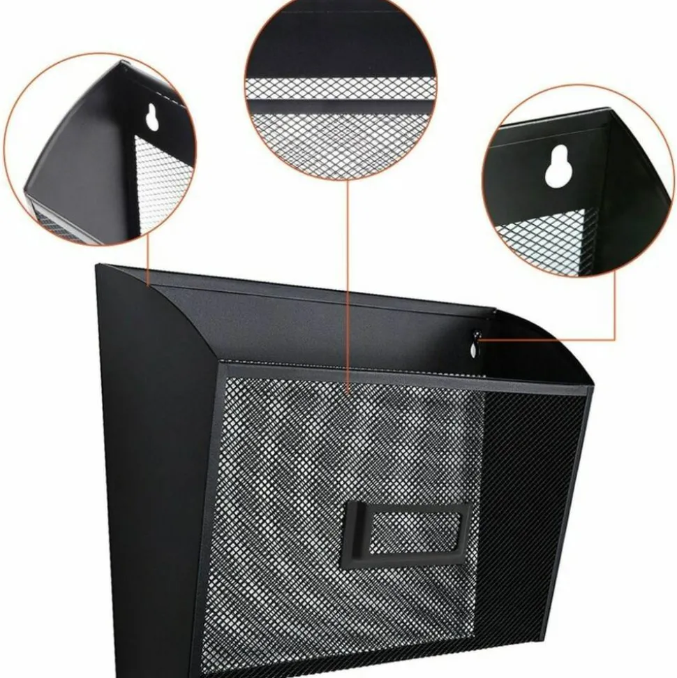 Lorell Mesh Single Wall Pocket, Letter Size, Black