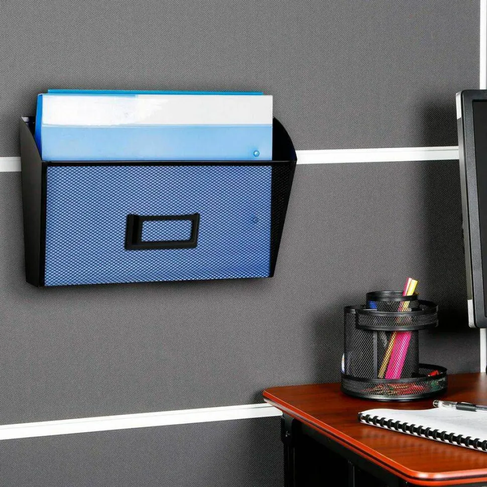 Lorell Mesh Single Wall Pocket, Letter Size, Black