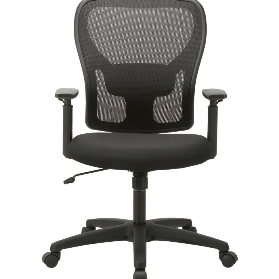 Lorell Mid-Back Mesh/Fabric Task Chair, Black