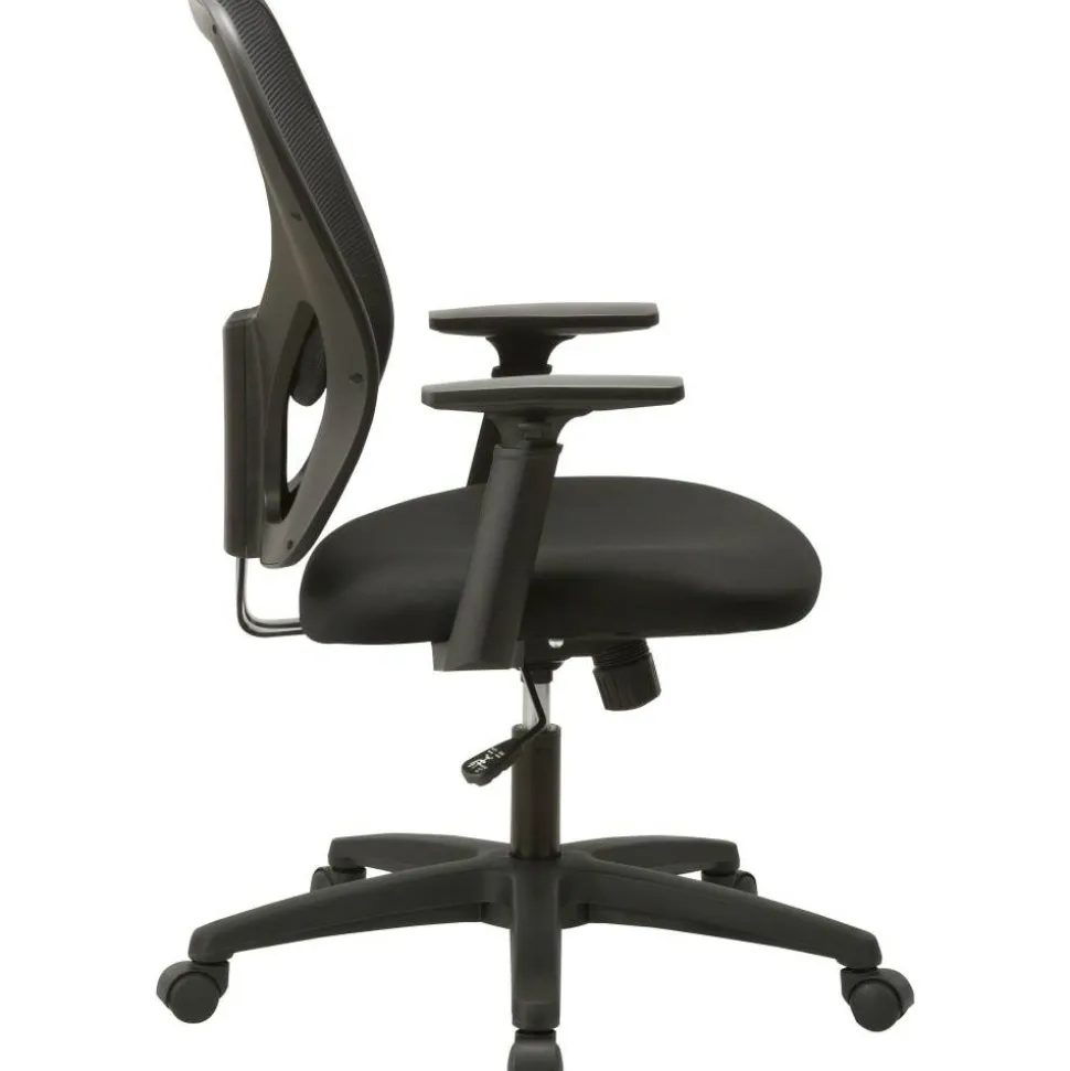 Lorell Mid-Back Mesh/Fabric Task Chair, Black