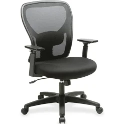 Lorell Mid-Back Mesh/Fabric Task Chair, Black