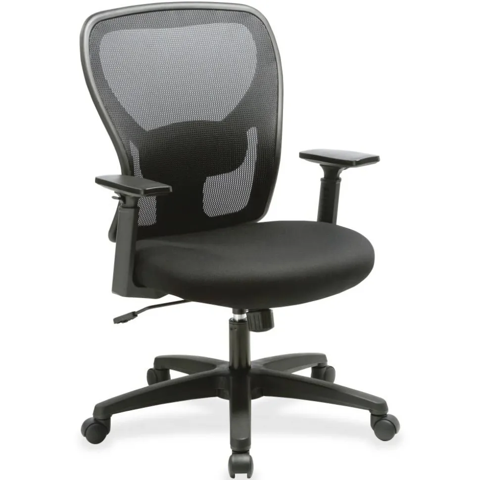 Lorell Mid-Back Mesh/Fabric Task Chair, Black
