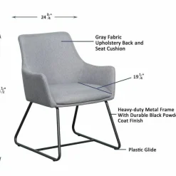 Lorell Mid-century Modern Flannel Guest Chair