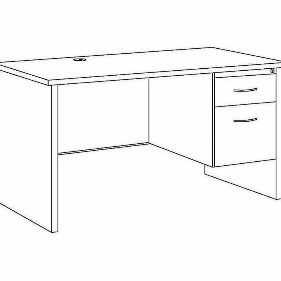 Lorell Modular 48"W x 30"D Right Pedestal Desk, Black/Walnut