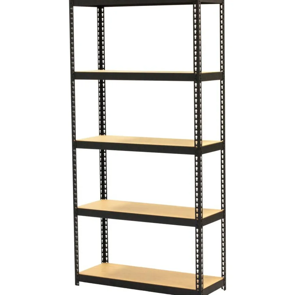 Lorell Narrow Steel Shelving, 60"H x 30"W x 12"D, Recycled, Black, Steel, 1Each
