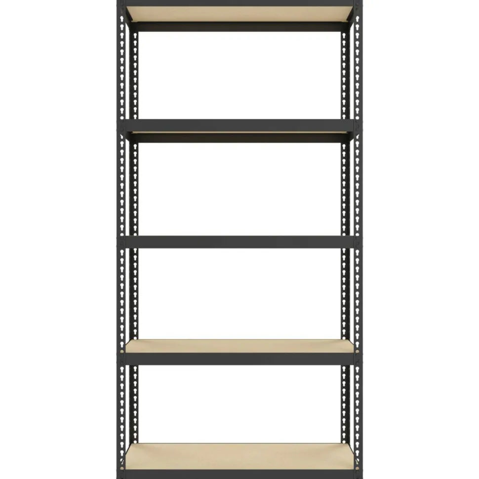 Lorell Narrow Steel Shelving, 60"H x 30"W x 12"D, Recycled, Black, Steel, 1Each