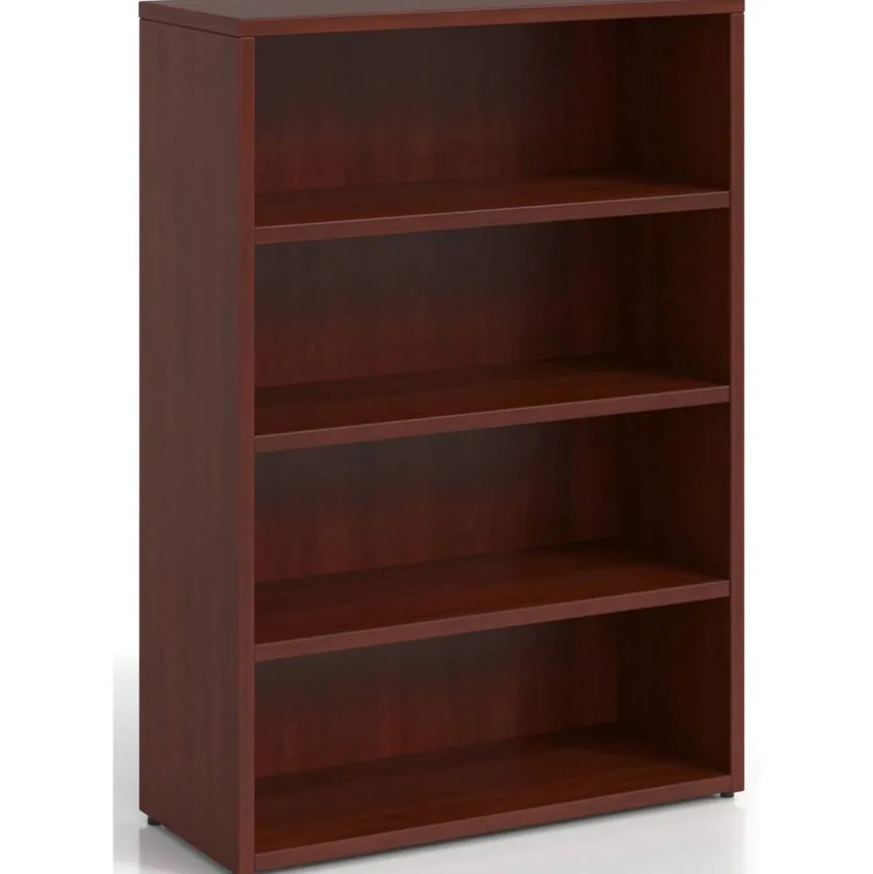 Lorell Prominence 2.0 48"H 4-Shelf Bookcase, Mahogany