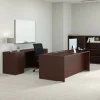 Lorell Prominence 2.0 72"W Bow-front Double-Pedestal Computer Desk, Mahogany