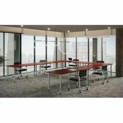 Lorell Quadro Sit-To-Stand Laminate Table Top, 48"W x 24"D, Mahogany