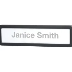 Lorell Recycled Cubicle Nameplate, 0.9"W x 2.7"H, Wall, Plastic, Black