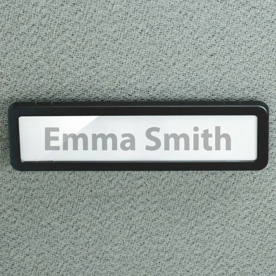 Lorell Recycled Cubicle Nameplate, 0.9"W x 2.7"H, Wall, Plastic, Black